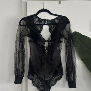 Constellation Thistle & Spire Black Cut Out Embellished Bodysuit
